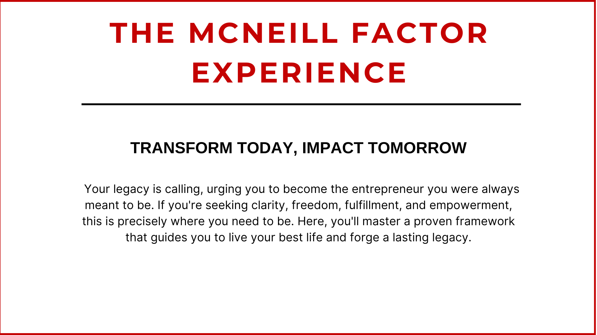 Life and Legacy Mastermind Retreat